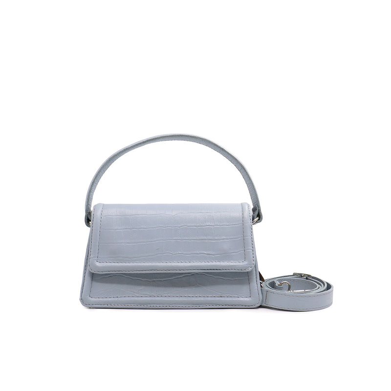 Bolsa de couro azul celeste Bruna