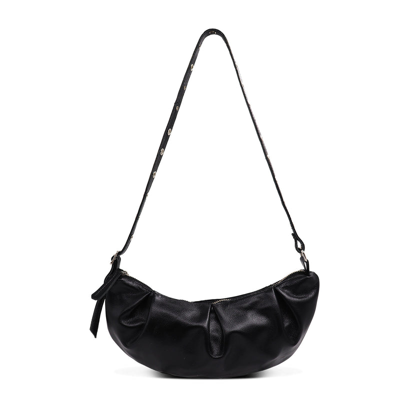 Bolsa feminina de couro preta Vitória