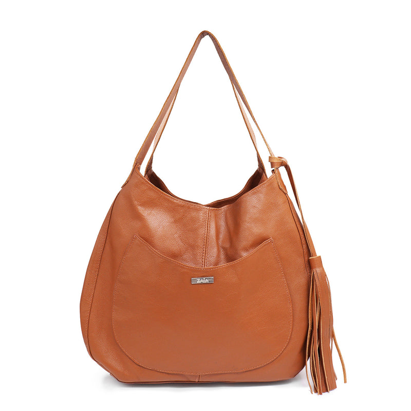 Bolsa shopping feminina de couro caramelo Rebeca