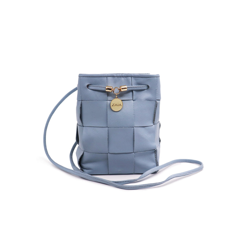 Bolsa feminina de couro azul celeste Zoe