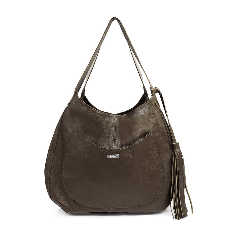 Bolsa shopping feminina de couro castanho Rebeca