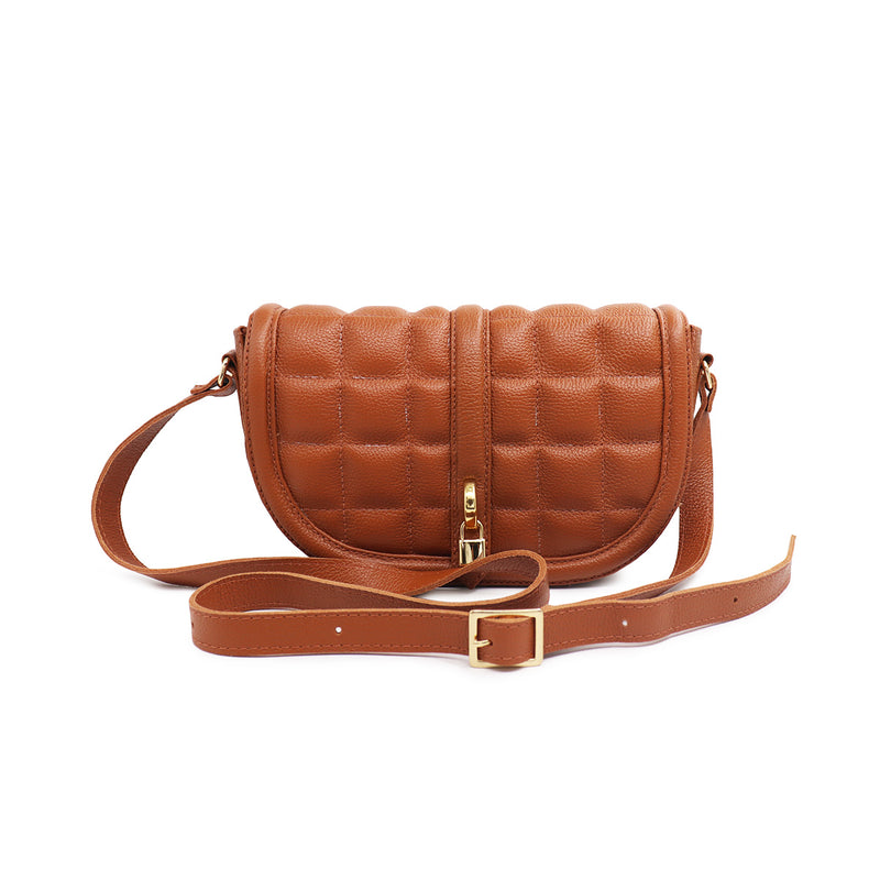 Bolsa de couro feminina caramelo Marina