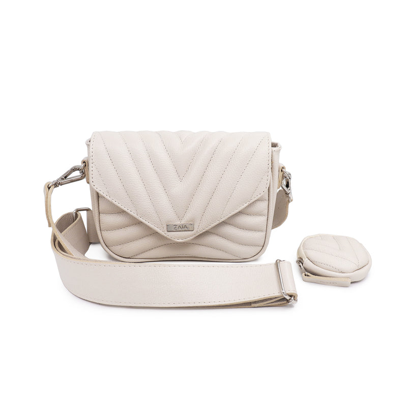 Bolsa feminina de couro off white Helena
