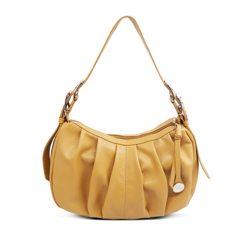 Bolsa feminina de couro amarelo manteiga Rebeca