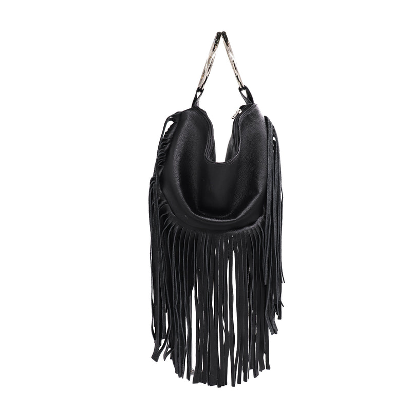 Bolsa feminina de couro legítimo preto Dubai