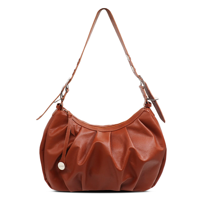 Bolsa feminina de couro caramelo Estela