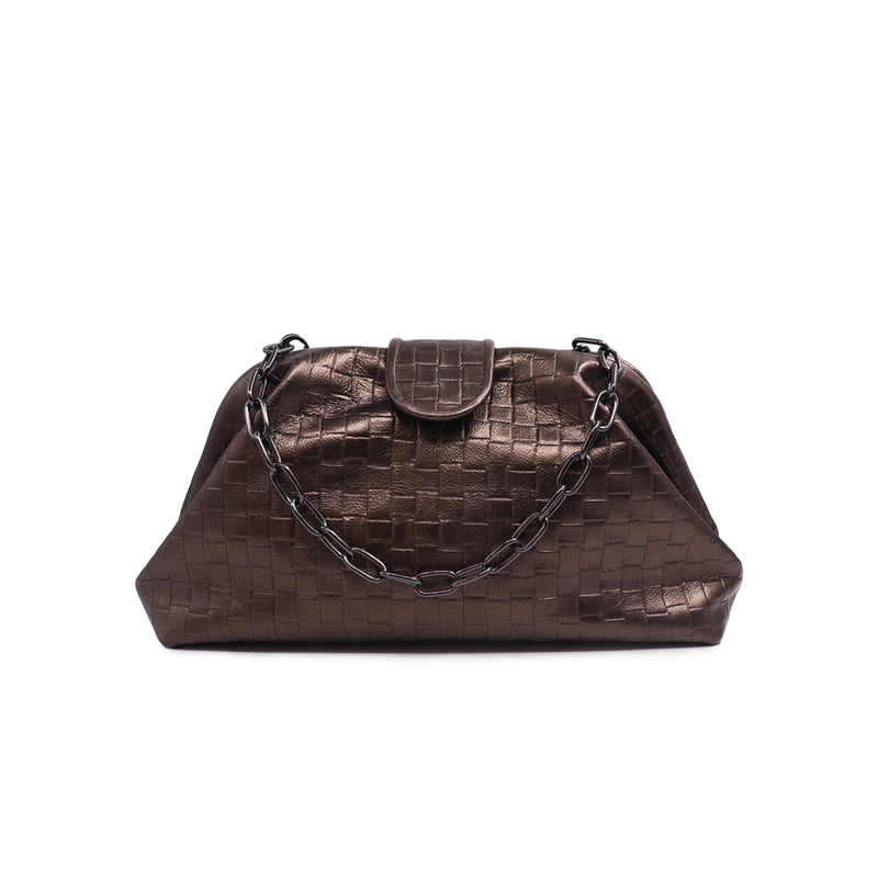 Bolsa feminina de couro prata Júlia
