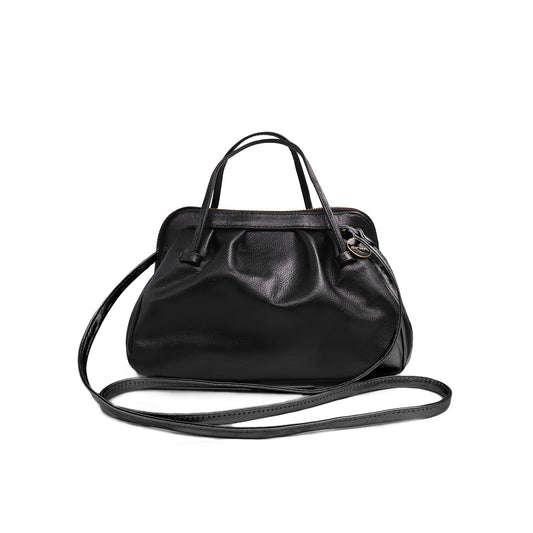 Bolsa feminina de couro transversal preta Bianca