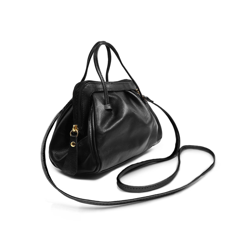 Bolsa feminina de couro transversal preta Bianca