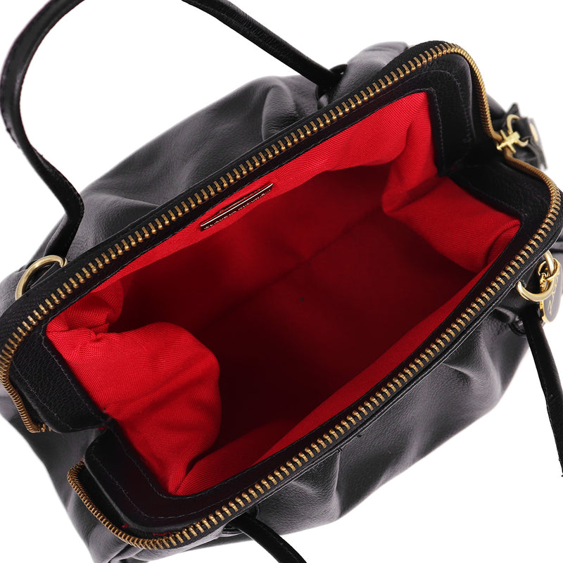 Bolsa feminina de couro transversal preta Bianca