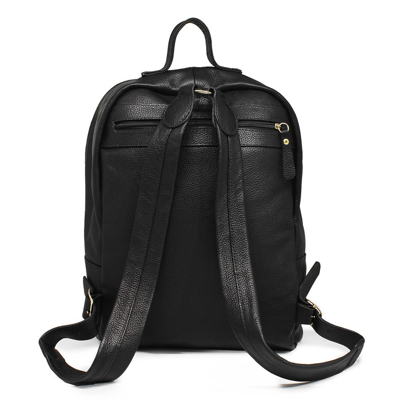Mochila feminina grande couro preta Michelle