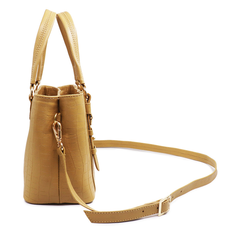 Bolsa feminina de couro amarelo manteiga Valentina