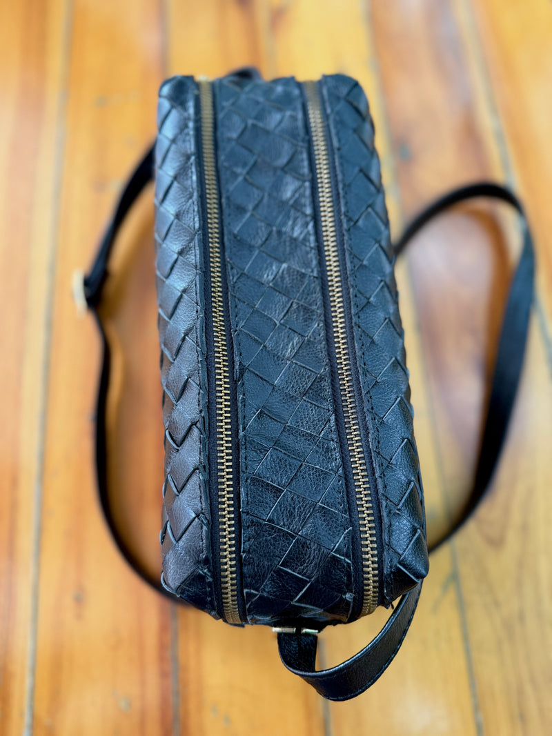 Bolsa feminina de couro tressê preto Londres