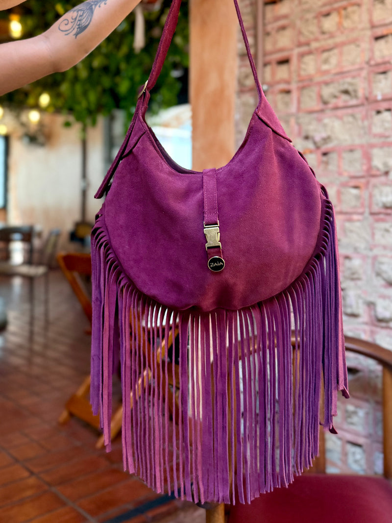 Bolsa feminina de camurça bordô Paris