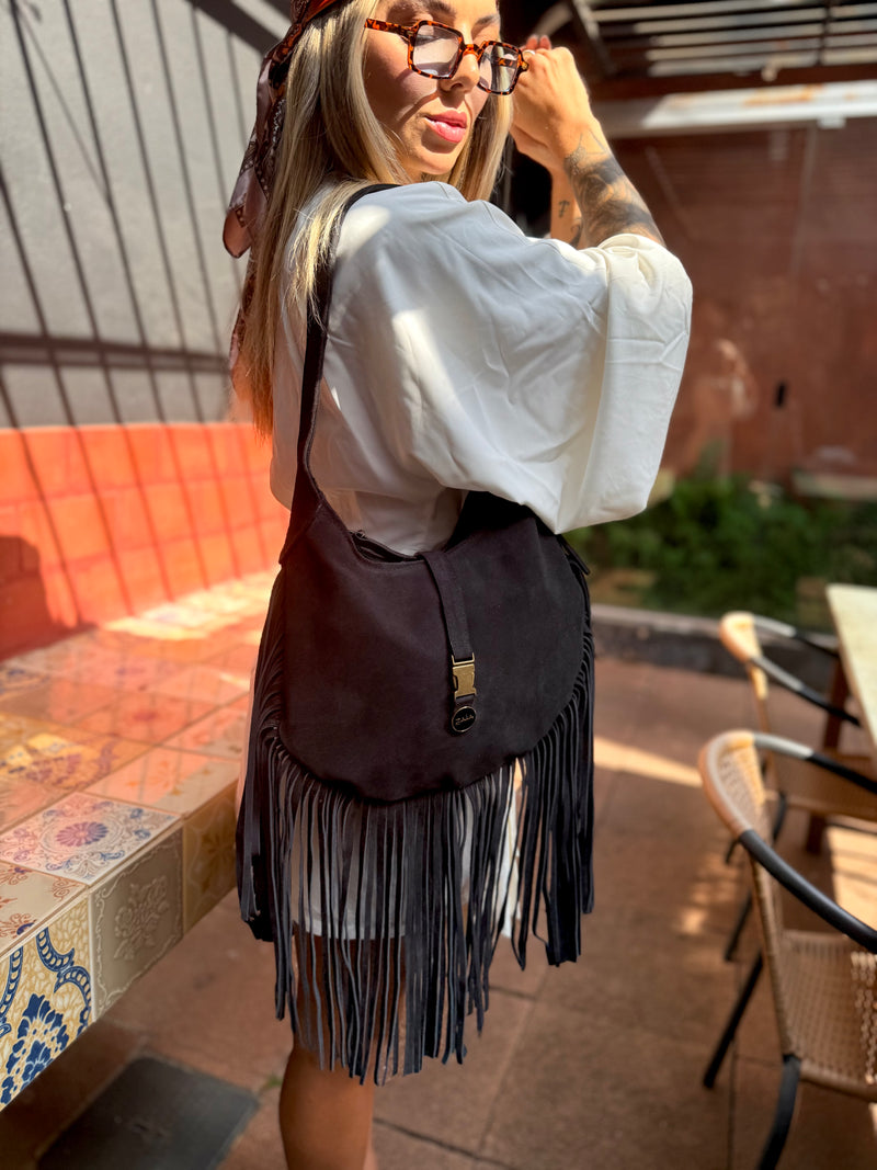 Bolsa feminina de camurça preto Paris