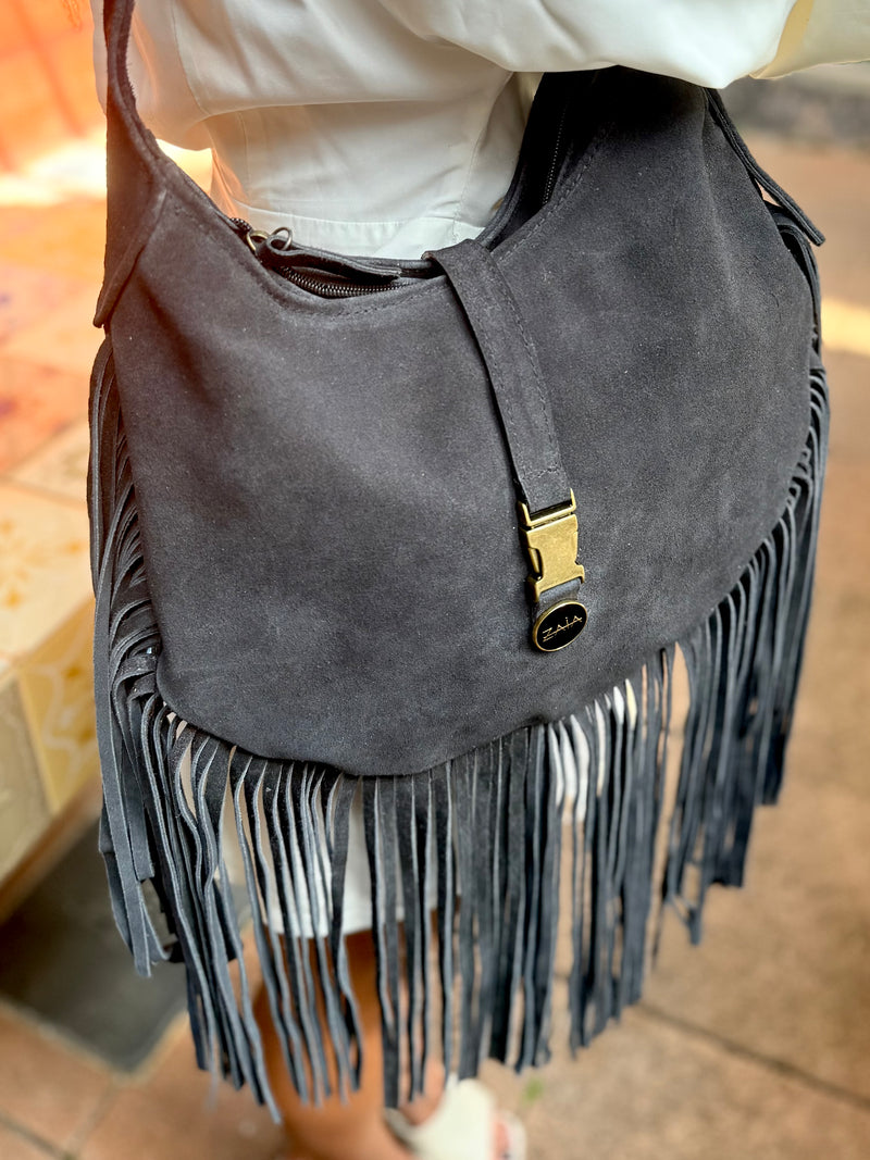 Bolsa feminina de camurça preto Paris