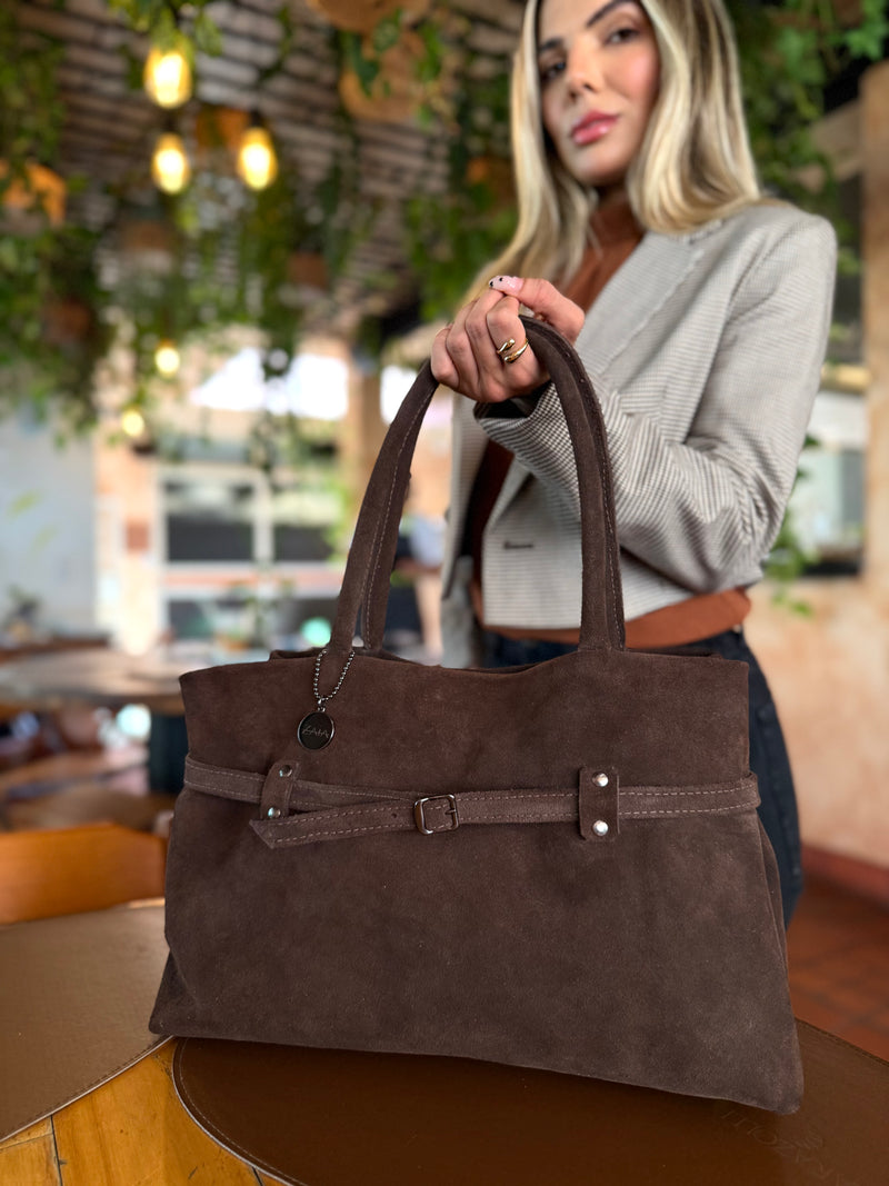Bolsa feminina de camurça marrom Viena