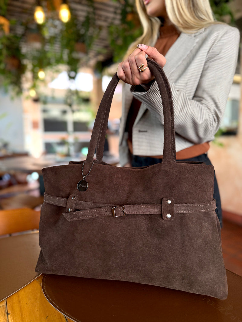 Bolsa feminina de camurça marrom Viena