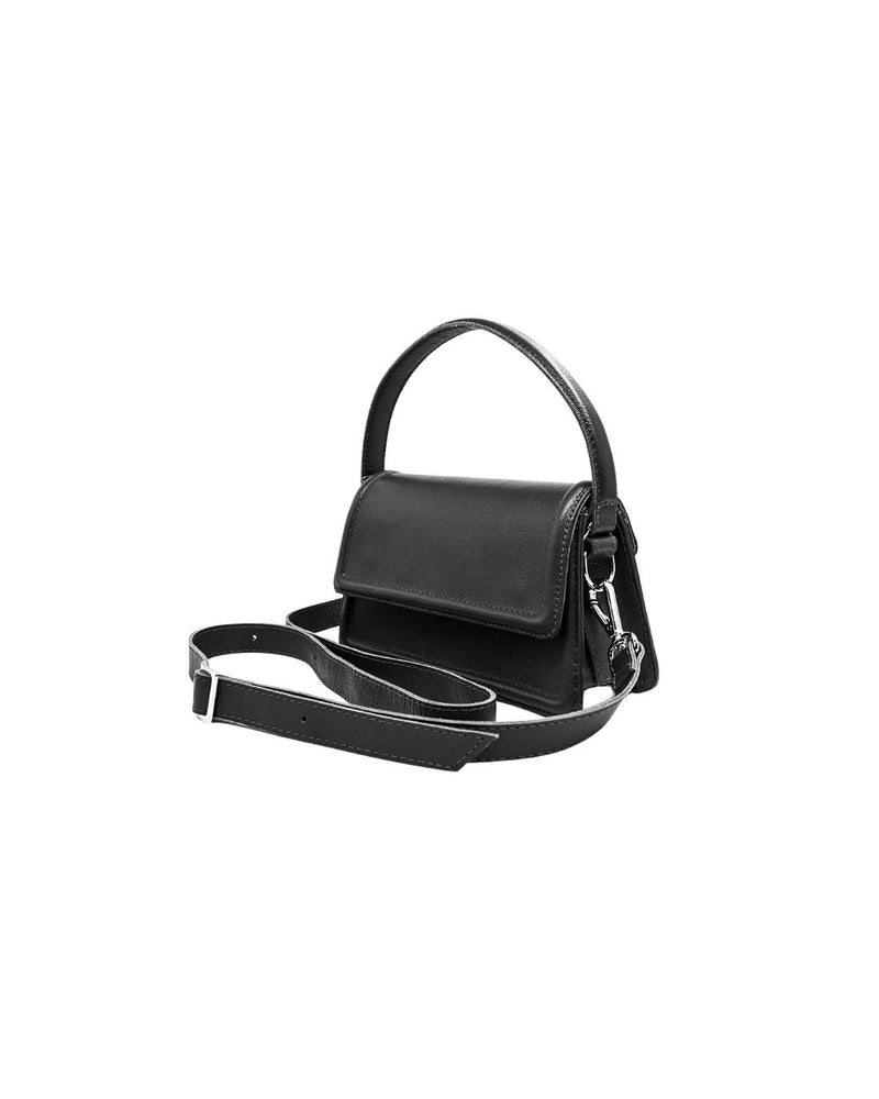 Bolsa feminina de couro preto Bruna