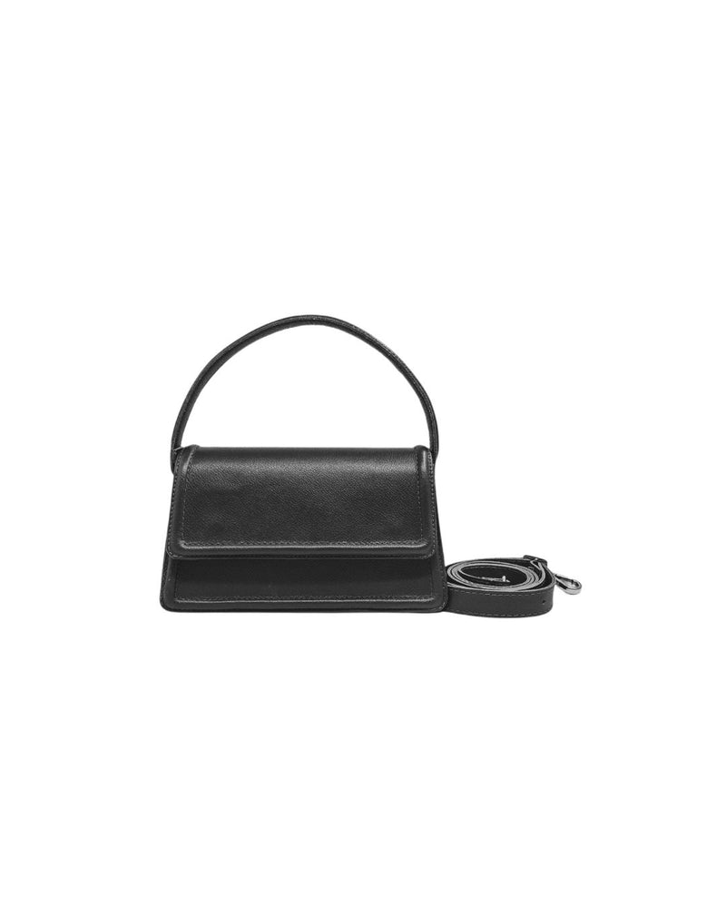 Bolsa feminina de couro preto Bruna