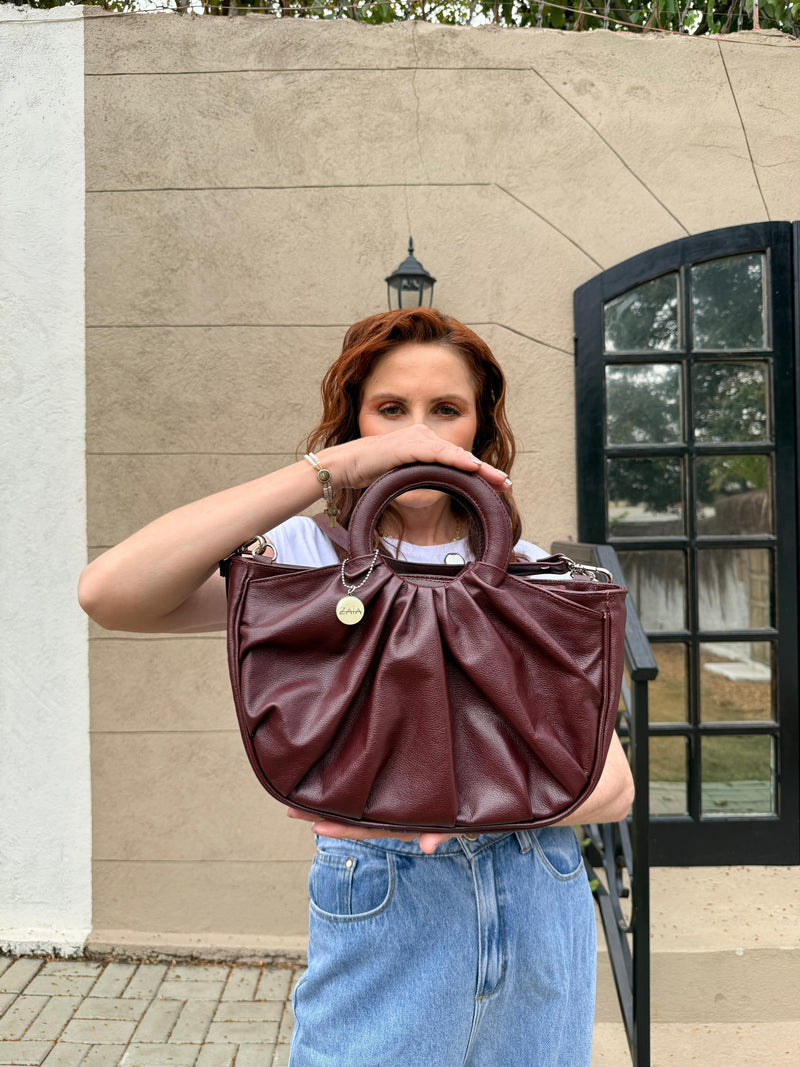 Bolsa feminina de couro marsala Liana