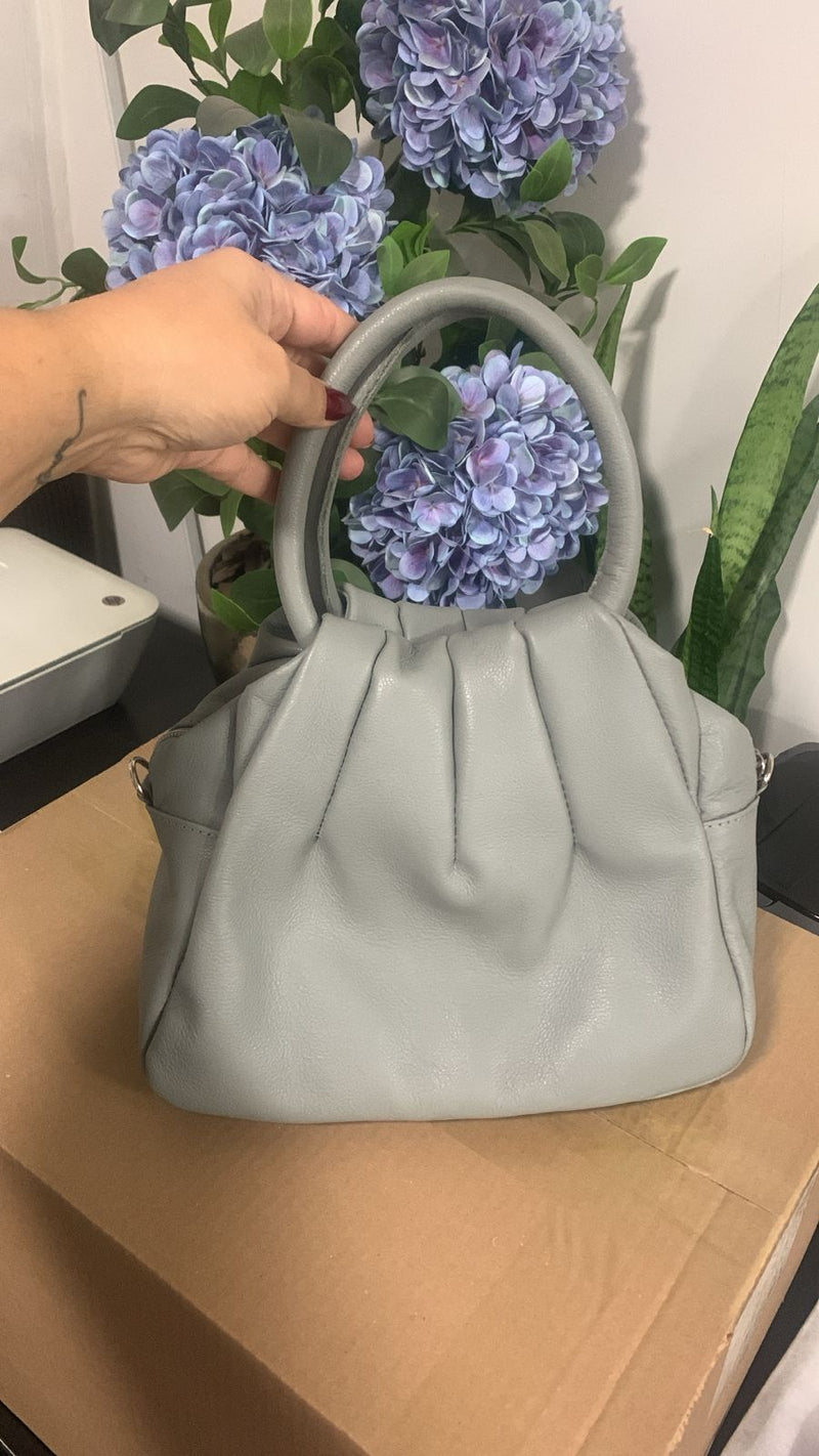 Bolsa feminina transversal de couro média Cinza Jade