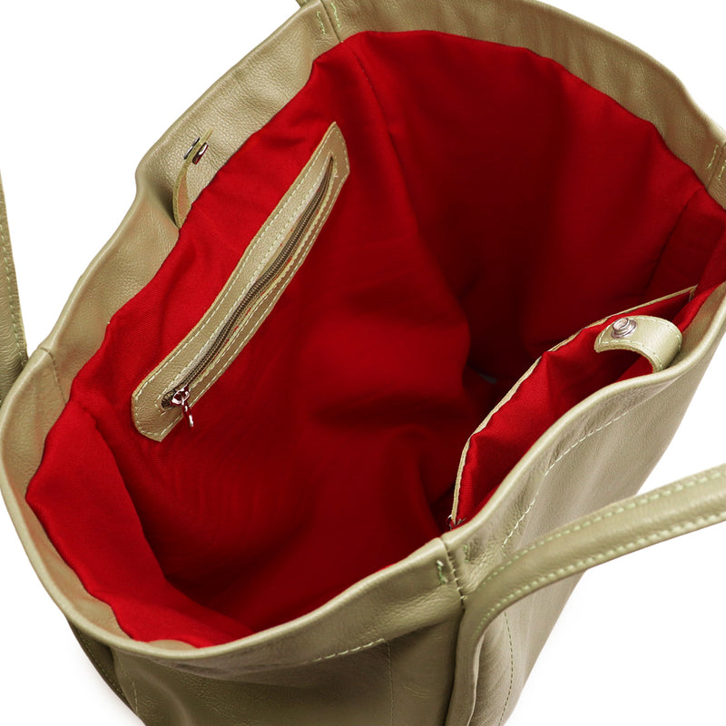 Bolsa bag shopping grande de couro pistache Ayla