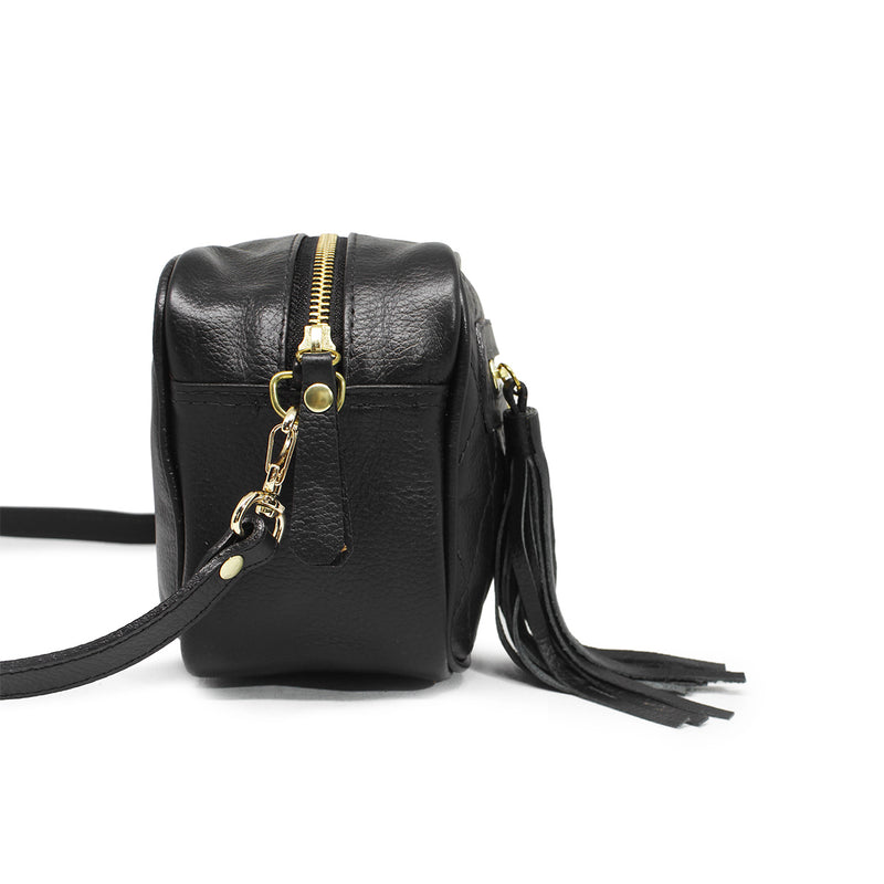 Bolsa feminina de couro transversal e matelassê verde Betina