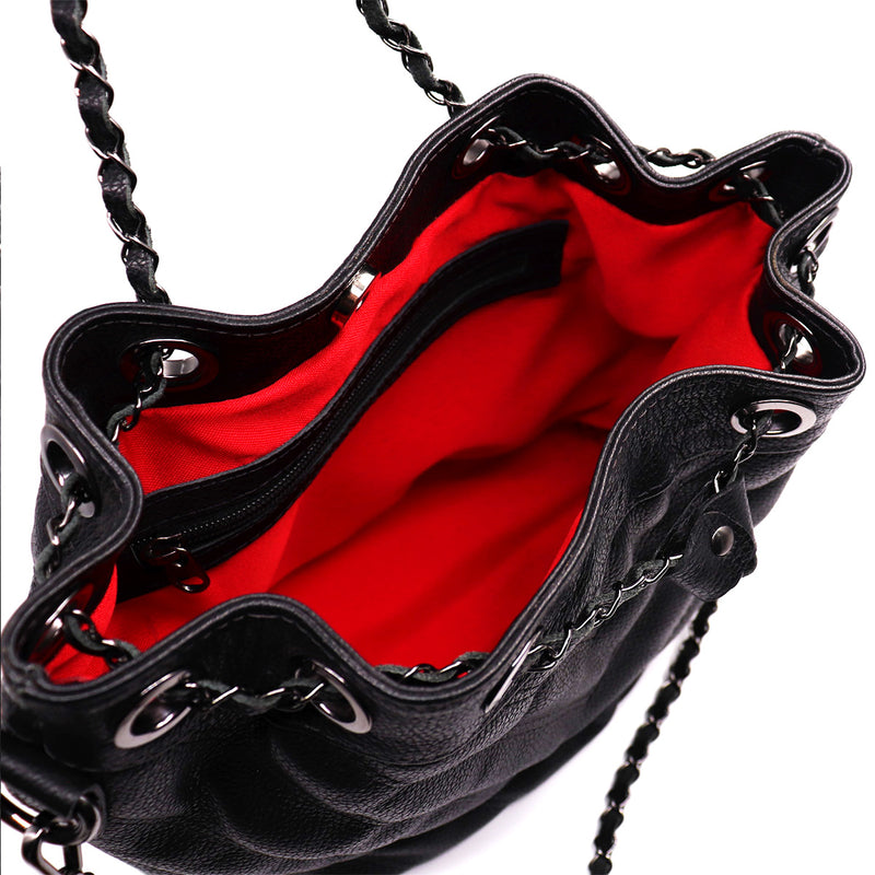 Bolsa bucket grande de couro preto Bella