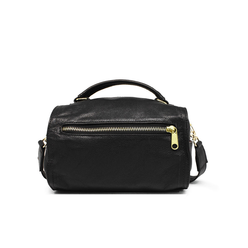Bolsa feminina de couro transversal preta Cecília