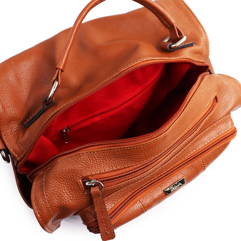 Bolsa de couro feminina tiracolo caramelo Ana