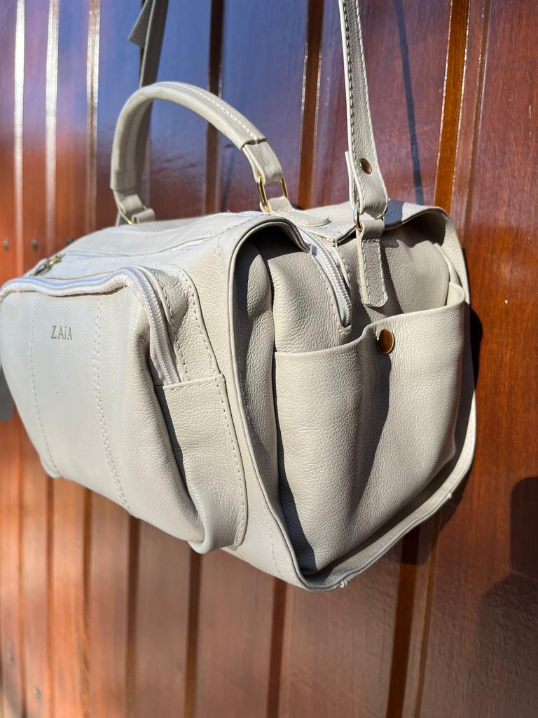 Bolsa de couro feminina tiracolo off White Ana