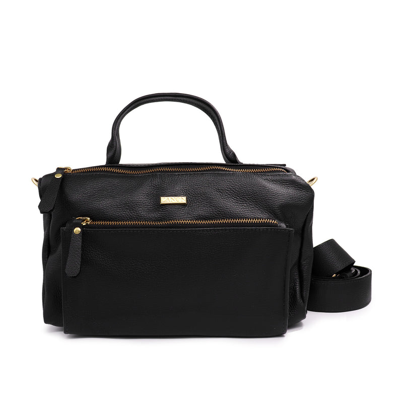Bolsa de couro feminina tiracolo preta Janaina