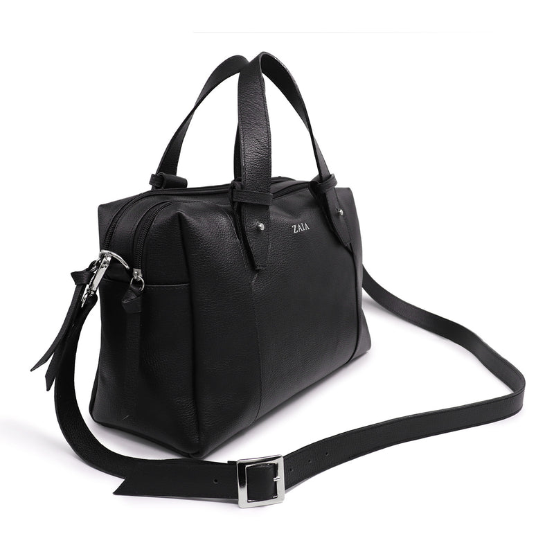 Bolsa de couro tiracolo preta Isabel