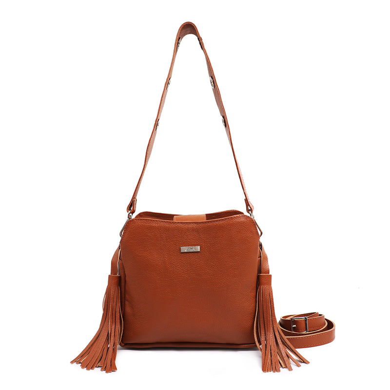 Bolsa feminina de couro caramelo Lívia