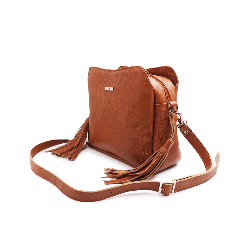 Bolsa feminina de couro caramelo Lívia