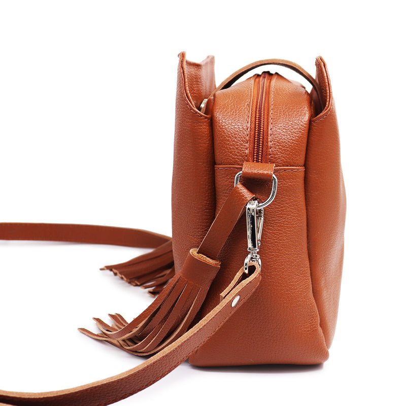 Bolsa feminina de couro caramelo Lívia