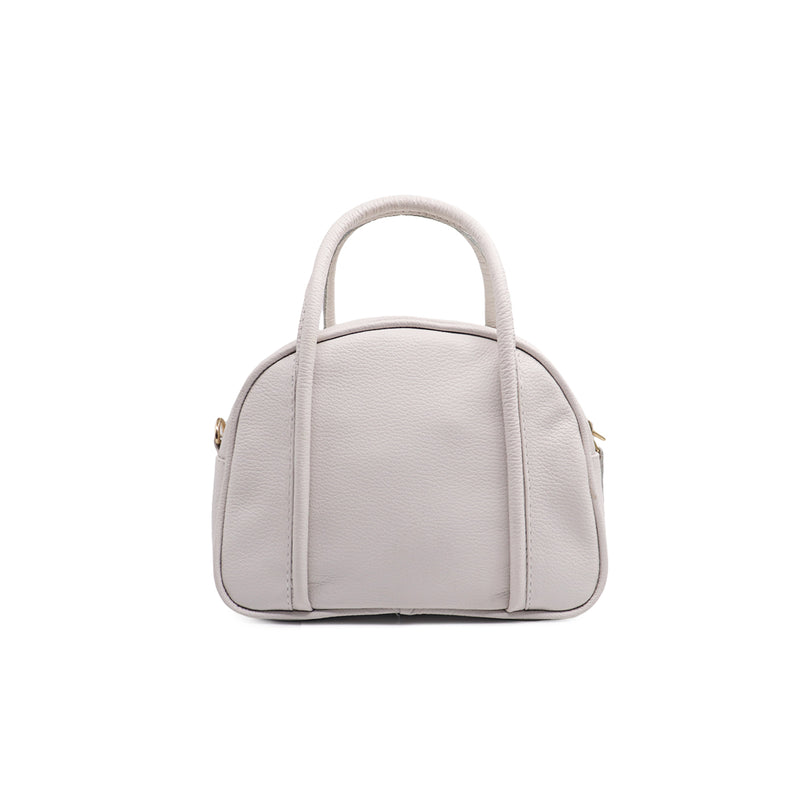 Bolsa feminina de couro média flor off white Liz