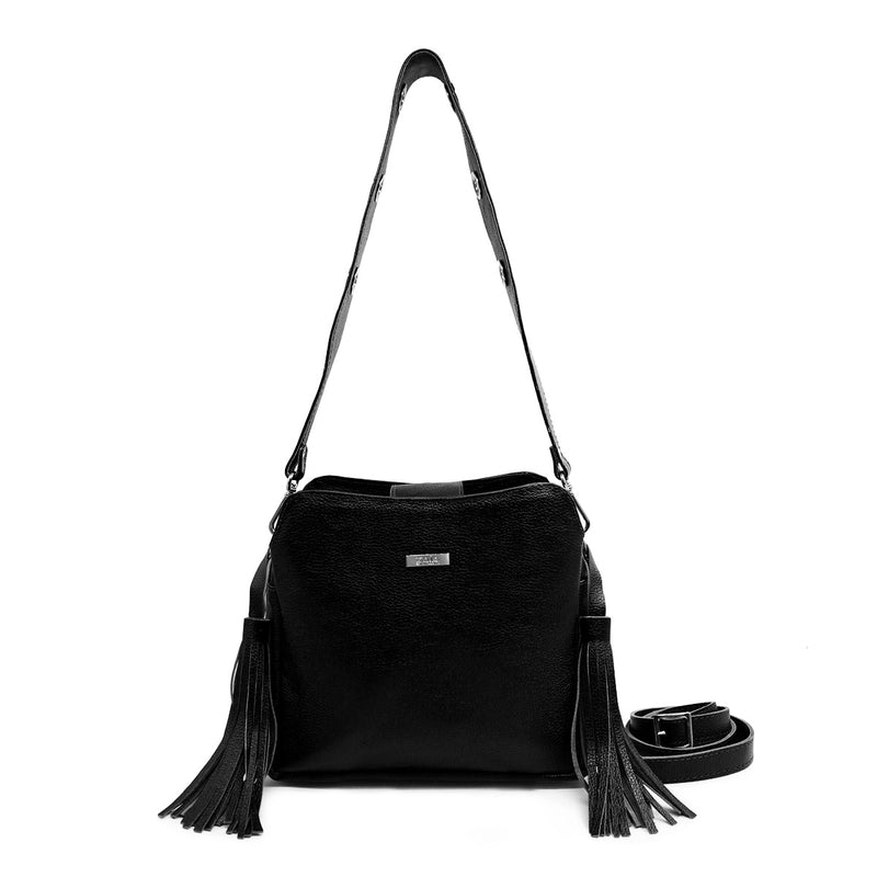 Bolsa feminina de couro preta Livia
