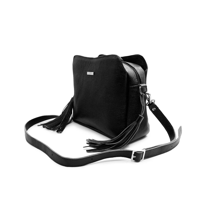 Bolsa feminina de couro preta Livia