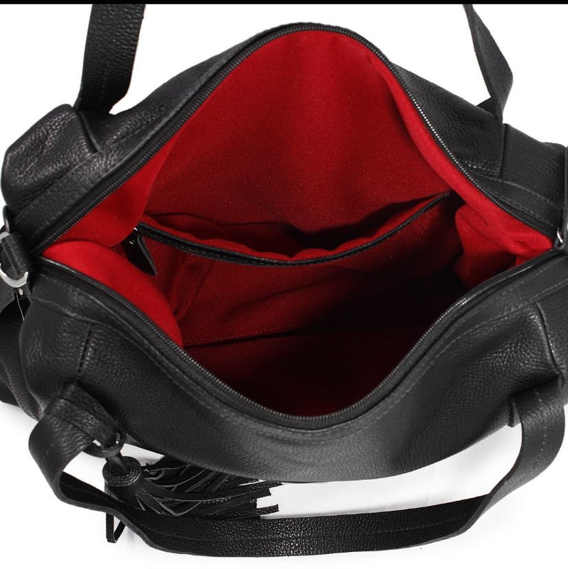 Bolsa feminina de couro preta Roberta