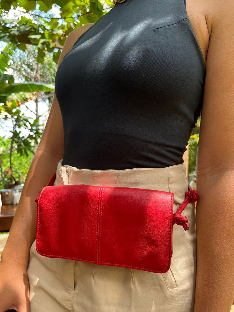 Bolsa feminina de couro vermelha Sophia