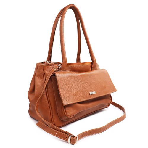 Bolsa feminina de couro transversal caramelo Katia