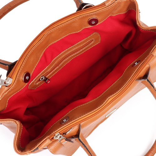 Bolsa feminina de couro transversal caramelo Katia