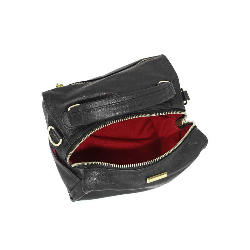 Bolsa feminina de couro transversal creme Cecília