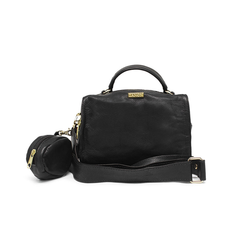 Bolsa feminina de couro transversal creme Cecília