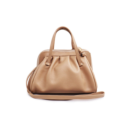 Bolsa feminina de couro transversal nude Bianca