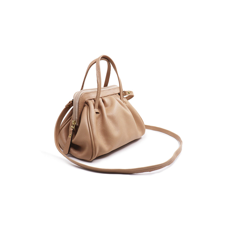 Bolsa feminina de couro transversal nude Bianca