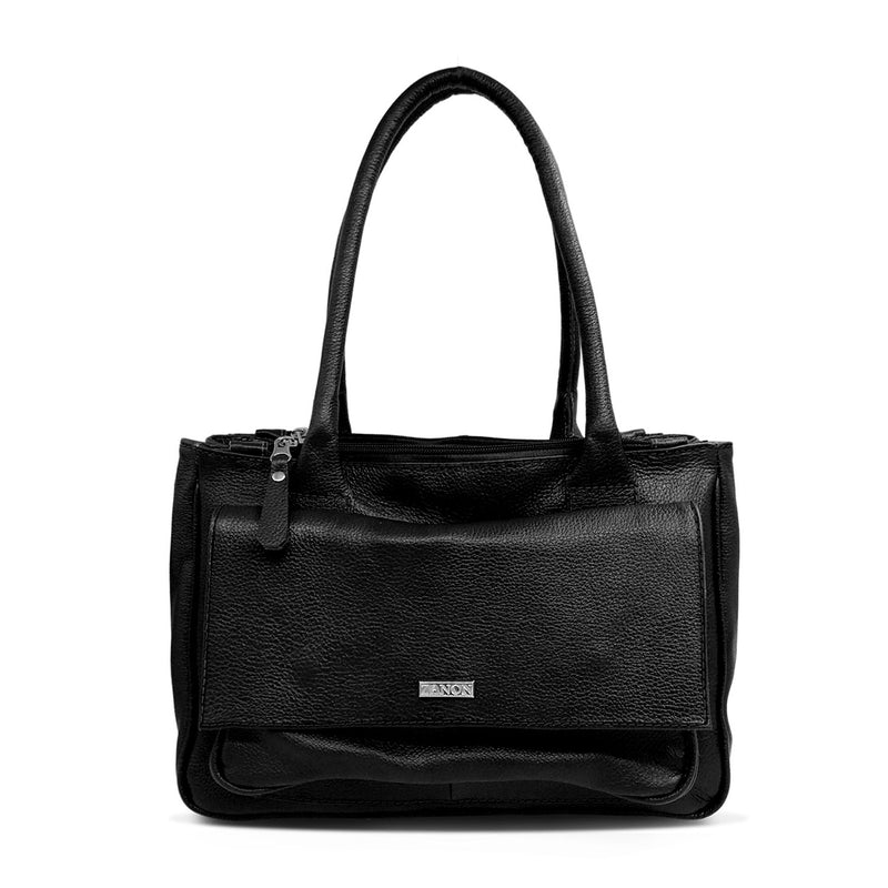 Bolsa feminina de couro transversal preta Katia