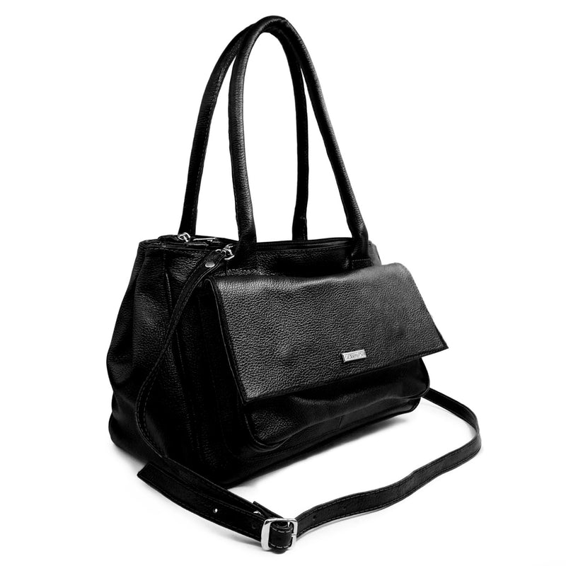 Bolsa feminina de couro transversal preta Katia